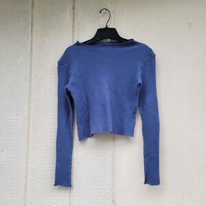 Rujuta Sheth longsleeve top Blue Ribbed Sz XS